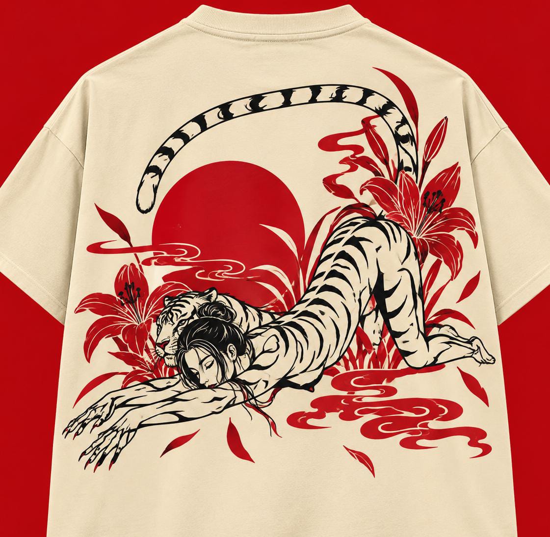 Quniqe tiger cream unisex Boxy fit tshirt