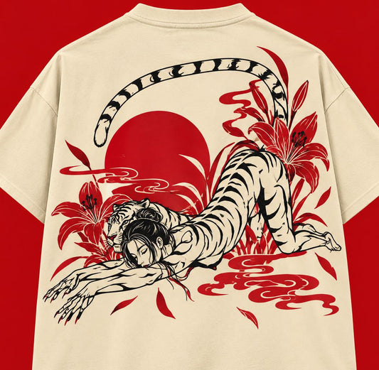 Quniqe tiger cream unisex Boxy fit tshirt
